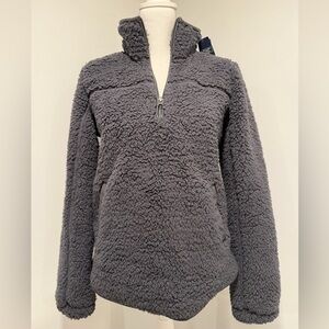 Abercrombie & Fitch Sherpa Half Zip Faux Leather Trim Sweatshirt Size XS